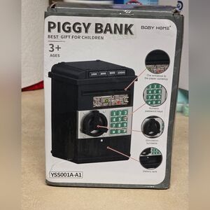 Black Electronic Piggy Bank with Numeric Keypad